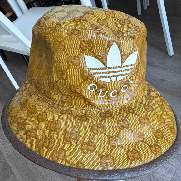 NEW Never worn Gucci x Adidas Bucket Monogram Logo Hat in Brown - Picture 4 of 10